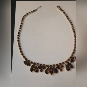 Vintage Weiss Signed Amber/Topaz necklace Rare And Elegant